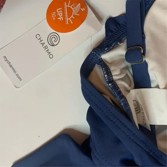 Charmo Women's XL Blue One Piece Swimsuit UPF 50+ Adjustable Straps - Picture 7 of 10